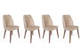 Hanah Home Alfa-464 V4 Juego de Sillas Crema y Nogal